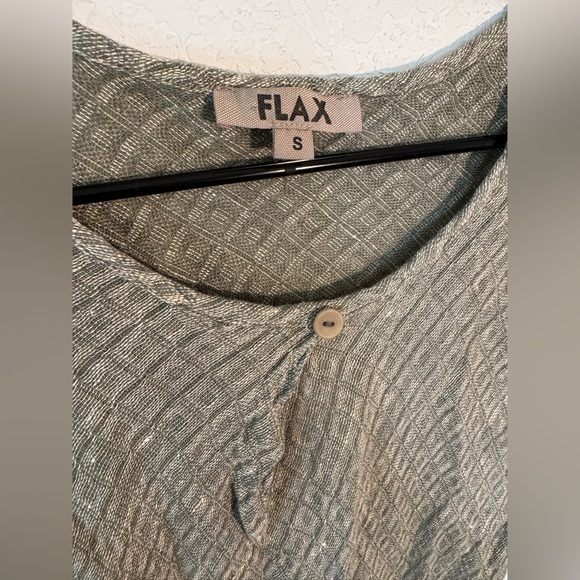 Flax Linen Short Sleeve Top Green Diamond Womens Size Small - Picture 5 of 9